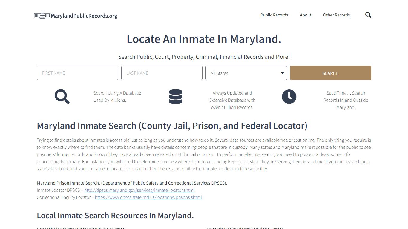 Maryland Inmate Search: MD Prison and Jail Inmate Locator